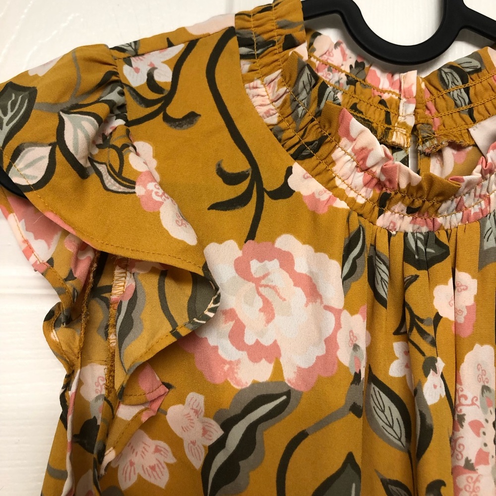 Loft Smocked Ruffle Shell in Aztec Gold - Picture 5 of 5